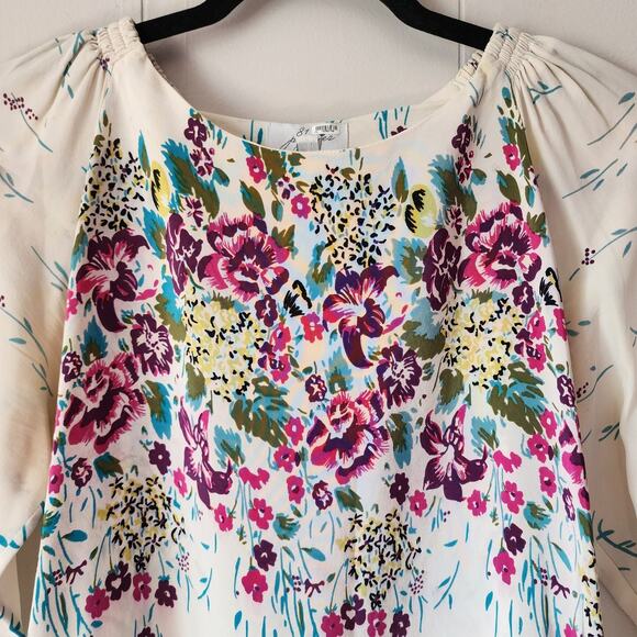 81 Poppies 100% Silk Boho Cottage Vintage Lightweight Floral Blouse 4 - Picture 2 of 11